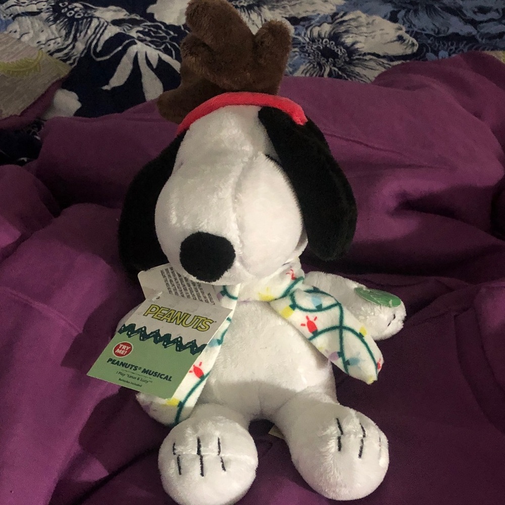 Peanuts Snoopy Dog Toy with Antlers - Black and White